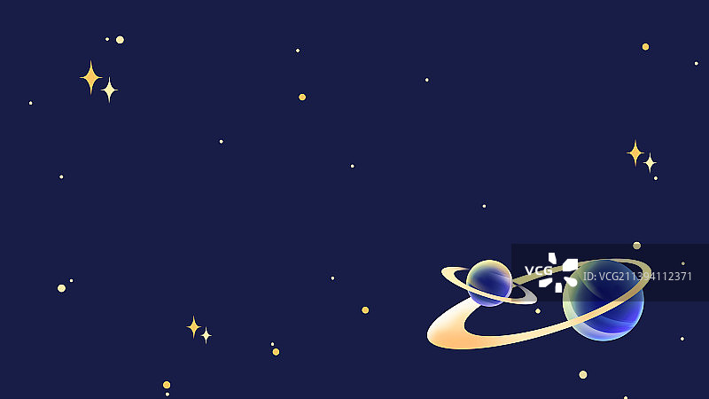 宇宙中漂浮航行的星球唯美卡通插画背景图片素材