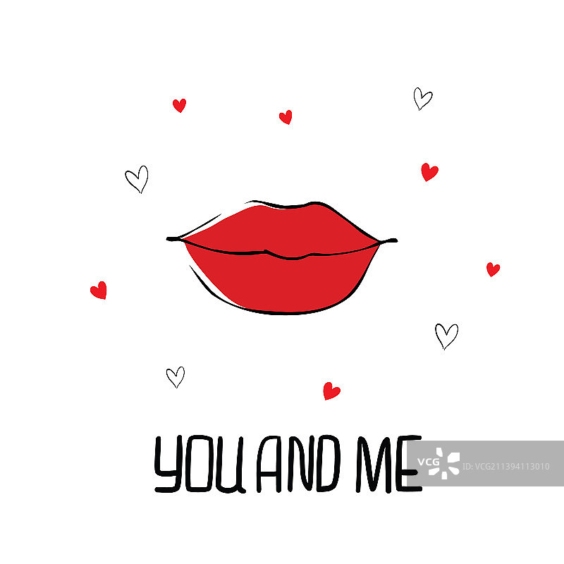 波普艺术亲吻嘴唇心形图片素材