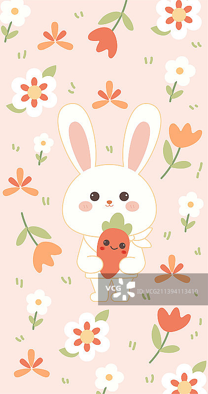 兔子抱着胡萝卜的可爱壁纸图片素材