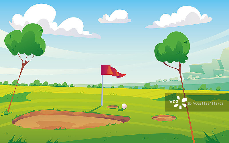 高尔夫球场景观自然概念图片素材