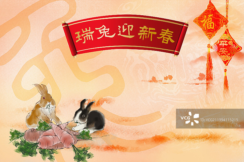 瑞兔迎新春图片素材