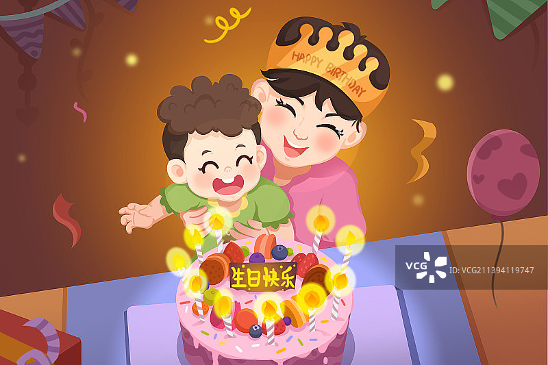 宝贝和妈妈一起过生日图片素材