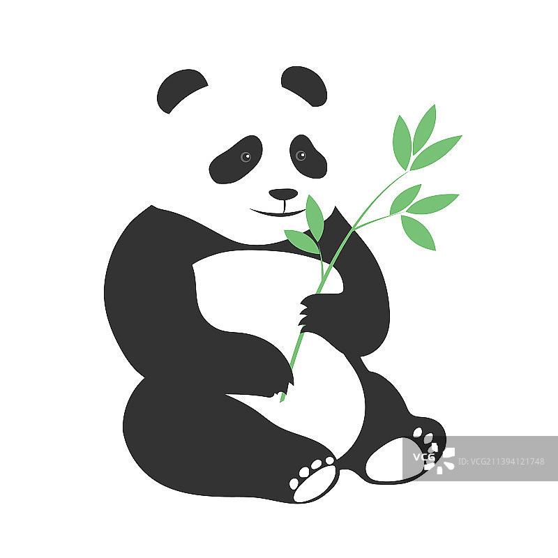 可爱熊猫熊吃植物图片素材