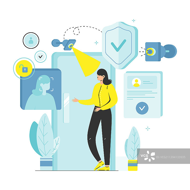 免接触人脸识别安全访问图片素材