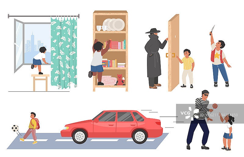 儿童在家中道路上的危险情况图片素材