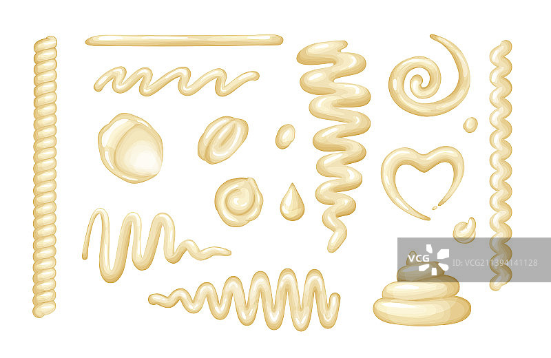 顶部视角的蛋黄酱斑点和滴落图片素材