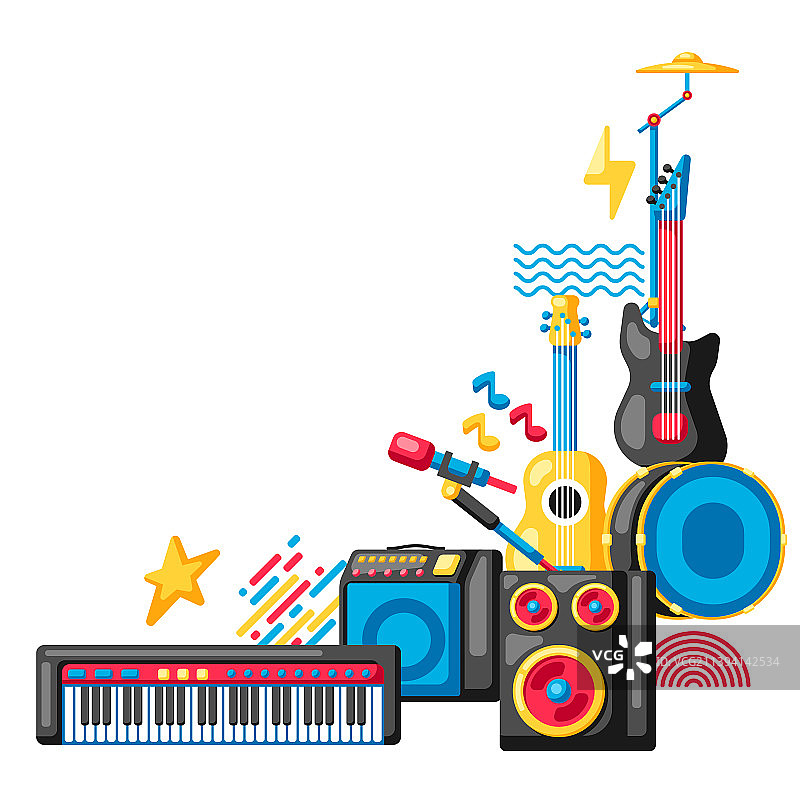 带有乐器的音乐派对背景图片素材