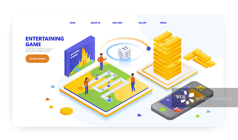有趣的游戏着陆页网站设计图片素材