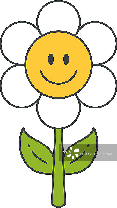 可爱的甘菊卡通形象，绿色自然植物图片素材