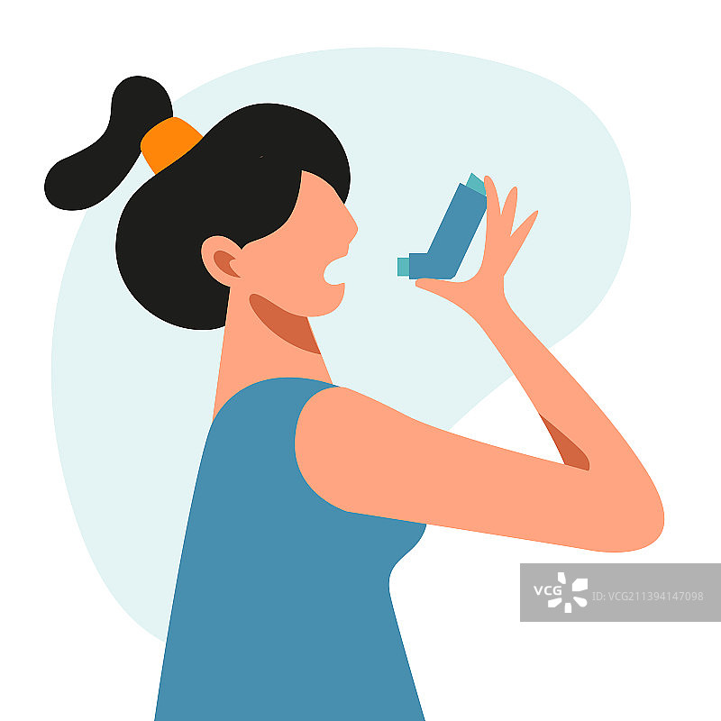 女性使用吸入器世界图片素材