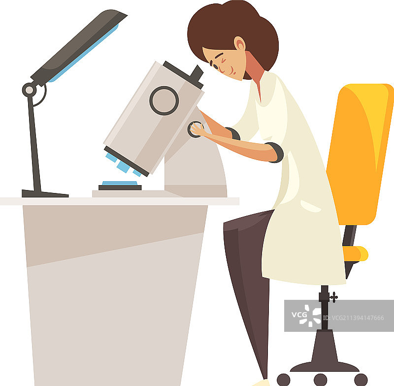 使用显微镜的女科学家构图图片素材