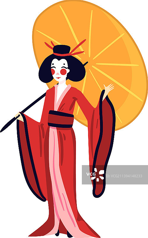 日式女子雨伞构图图片素材