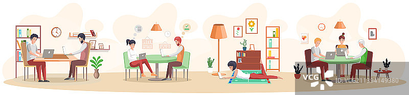 在家远程办公的自由职业者图片素材