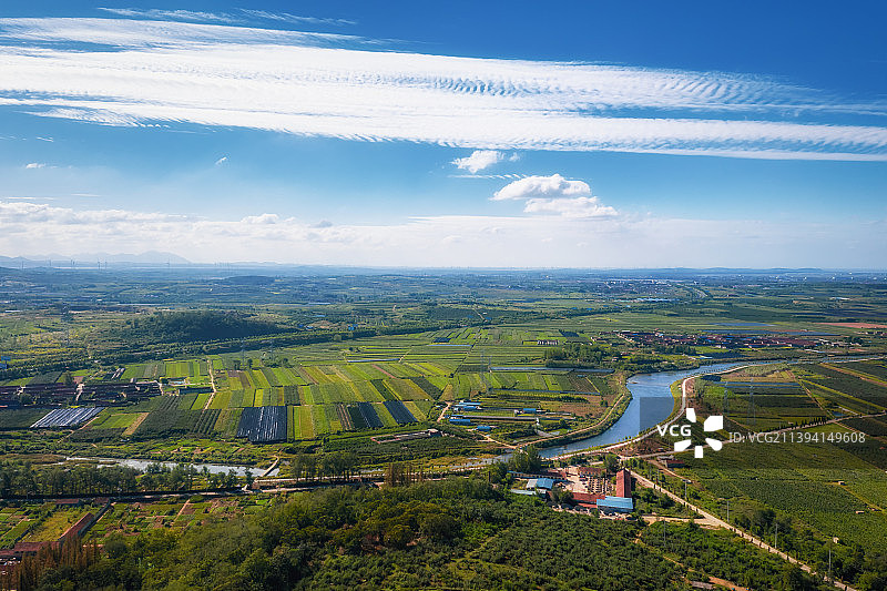 航拍威海文登秋日的美丽田园图片素材