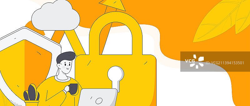 网络安全安全人物扁平矢量概念运营插画图片素材