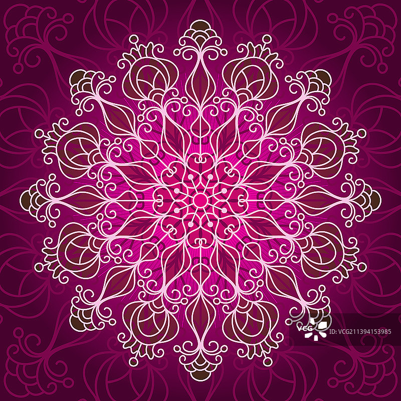 深色背景上的明亮紫色圆形图案图片素材