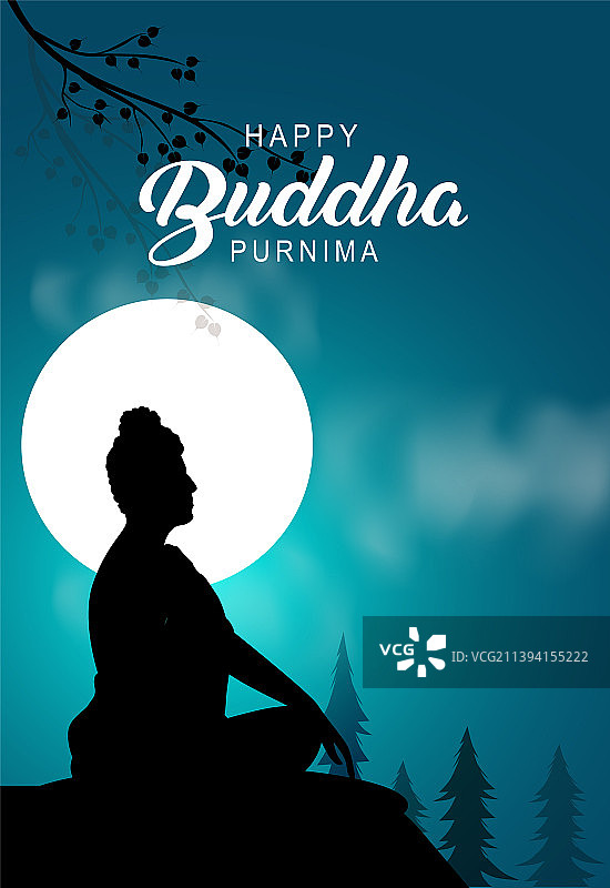 蓝色卫塞节佛陀满月图片素材