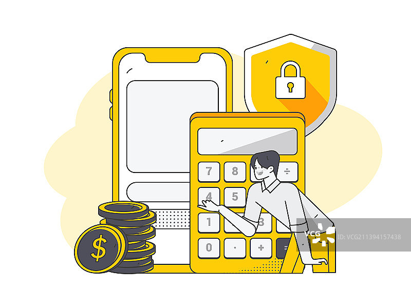 网络支付安全人物扁平矢量概念运营插画图片素材