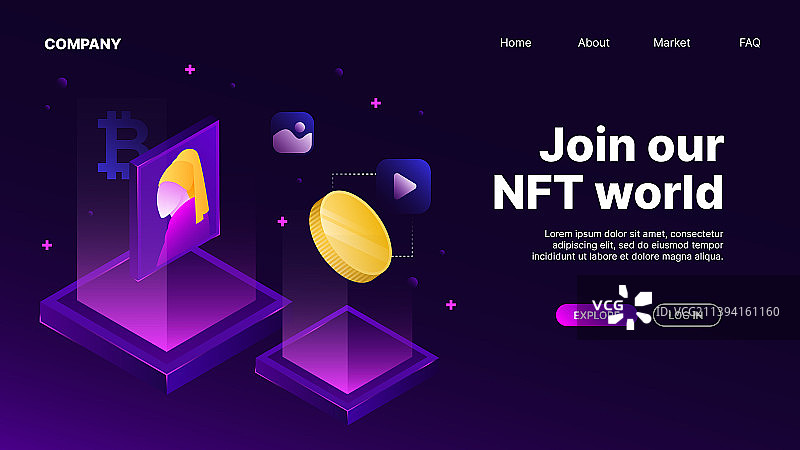 NFT市场网页模板紫色图片素材