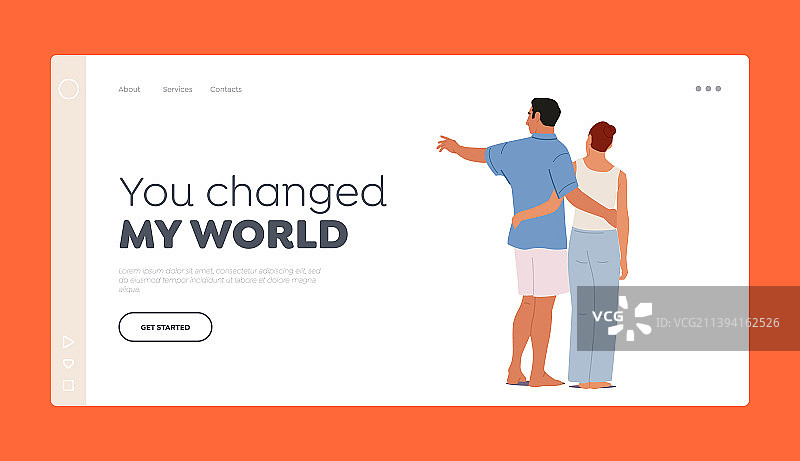 浪漫关系主题着陆页模板图片素材