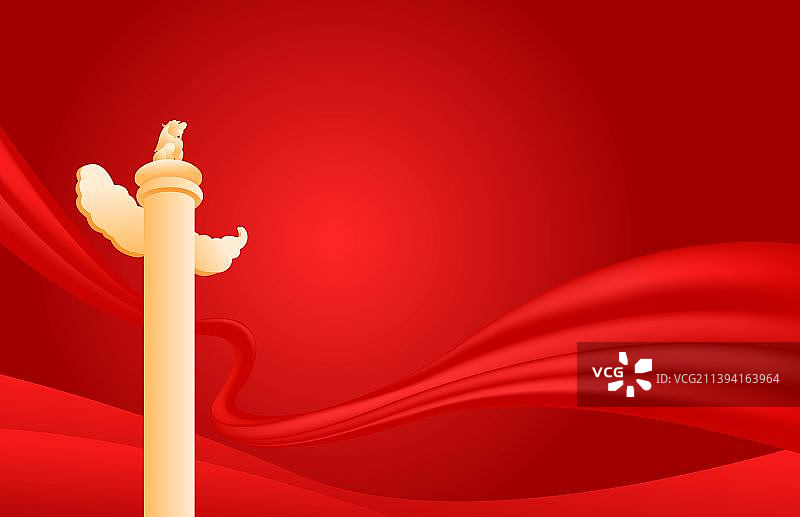 国庆节长城华表群山插画海报图片素材