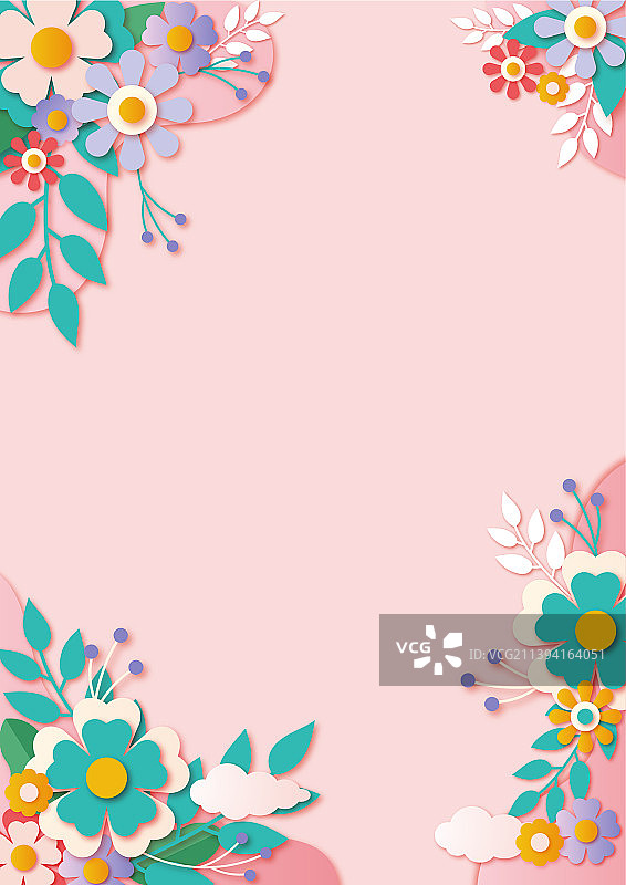 剪纸风花卉插画图片素材