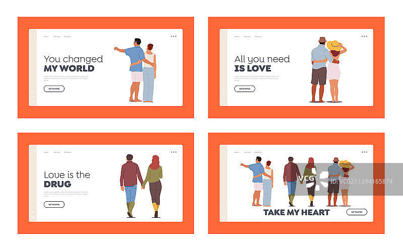 年轻情侣浪漫关系主题页面图片素材