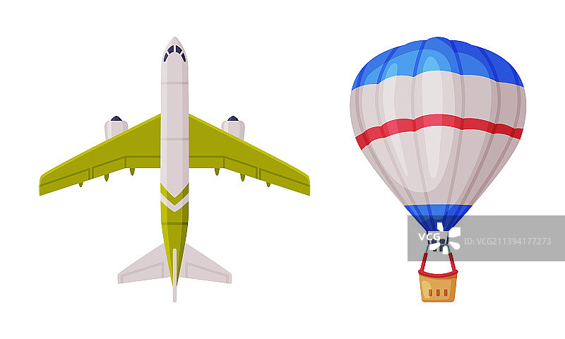 热气球与客机旅行图片素材