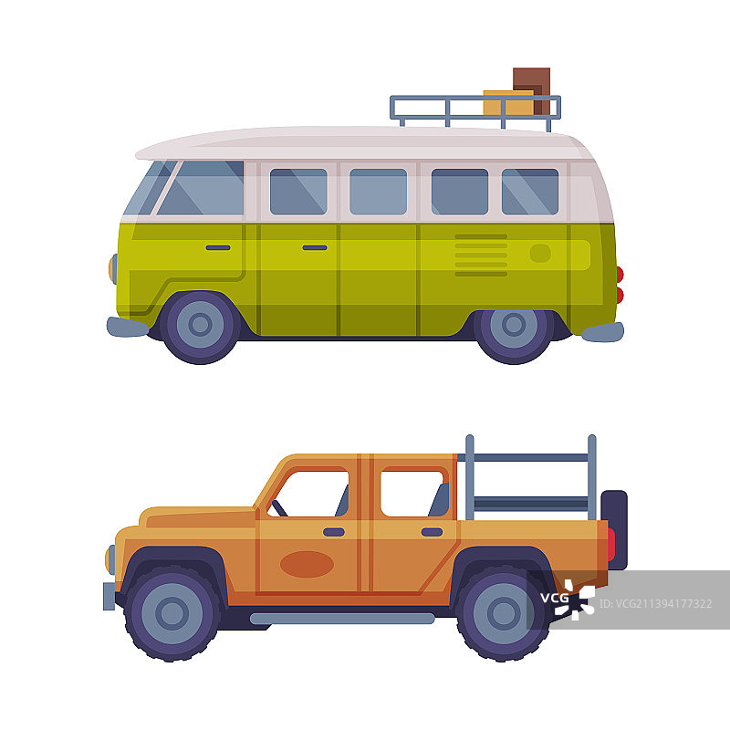 用作旅行和旅游的越野车和厢型车图片素材