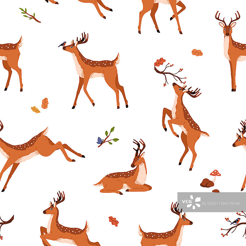 可爱小鹿图案无缝背景图片素材