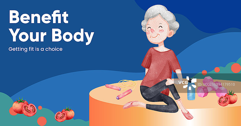 带有老年人健康健身主题的Facebook模板图片素材