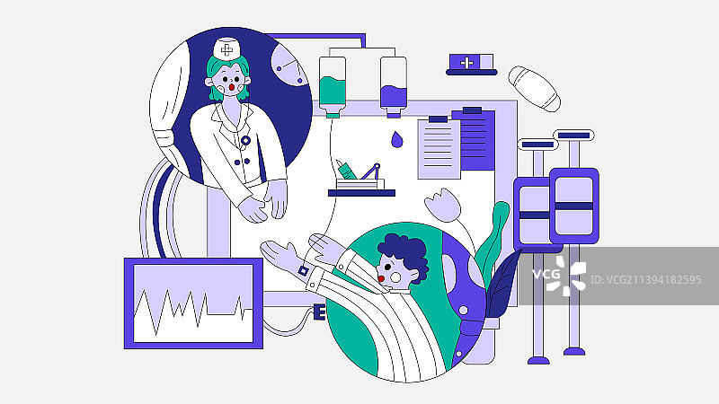 医疗主题人物情绪版网站插画图片素材