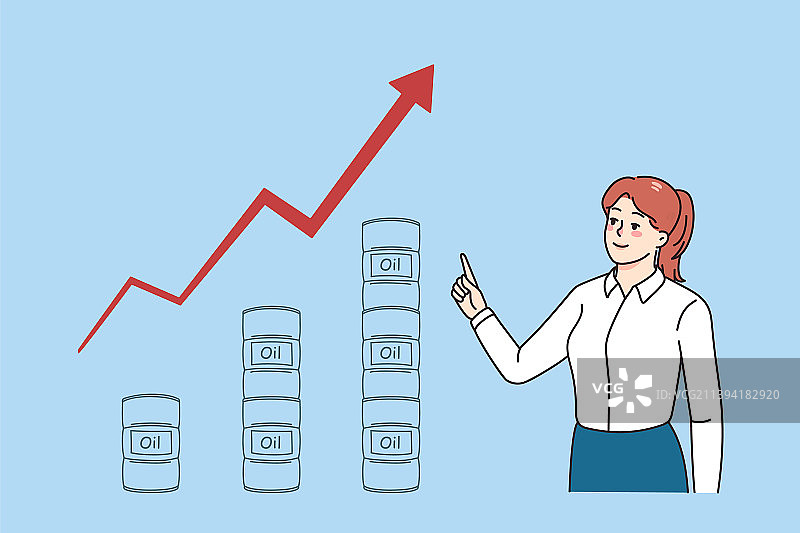 女商人展示油气价格上涨图片素材
