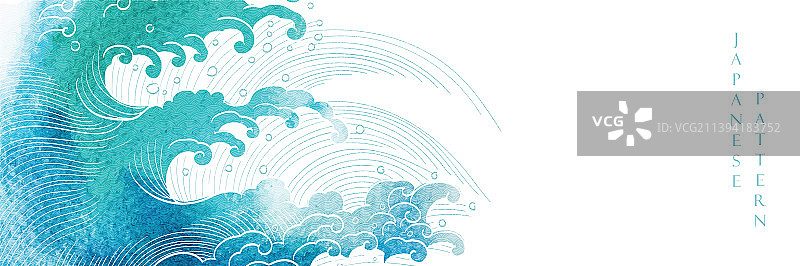 手绘海浪日本背景图片素材