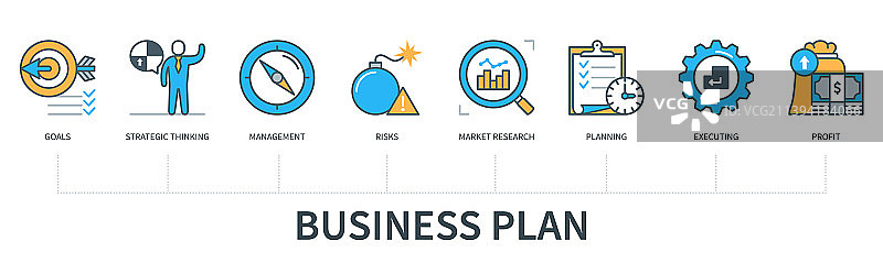 简约扁平线条风格的商业计划信息图图片素材