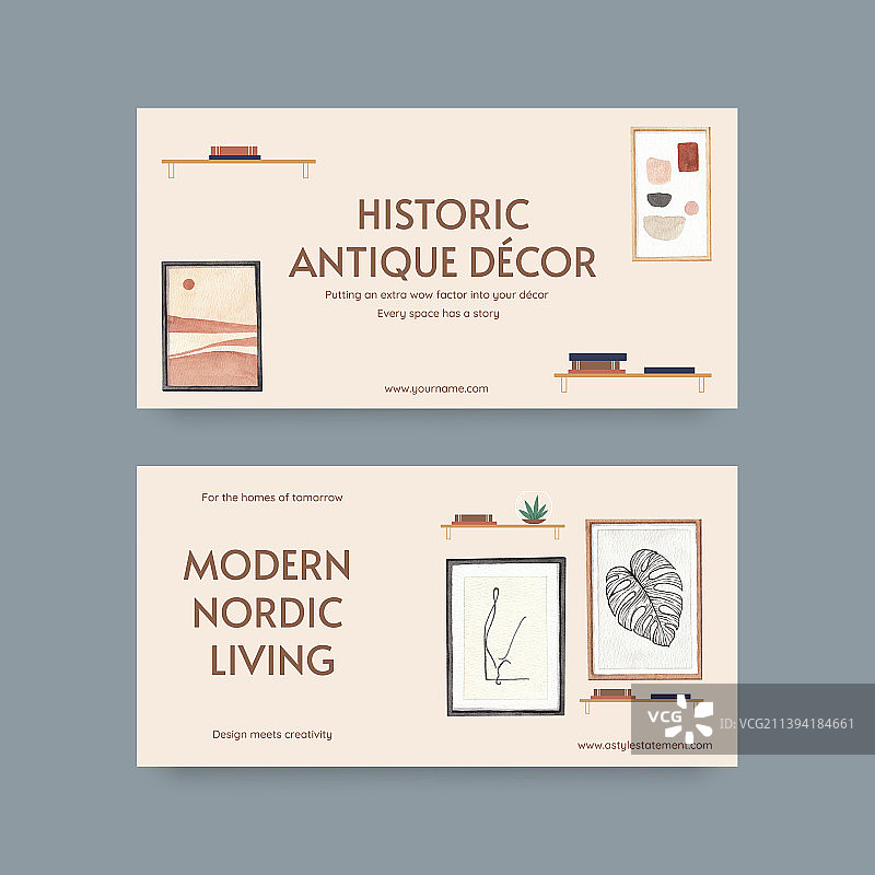 北欧复古家居主题Twitter模板图片素材