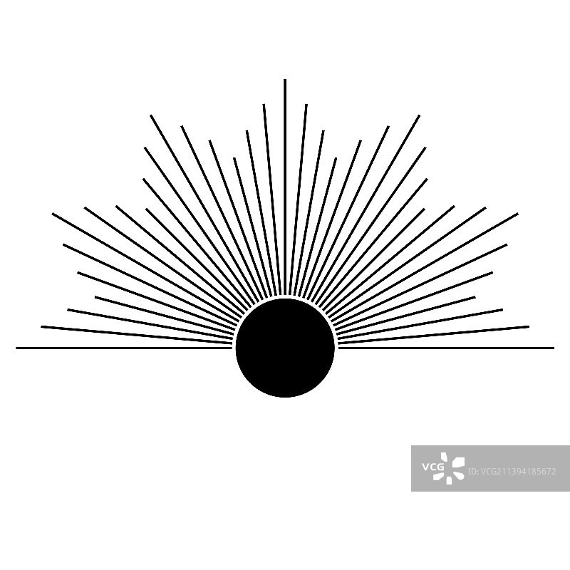 手绘神秘太阳光线艺术图片素材