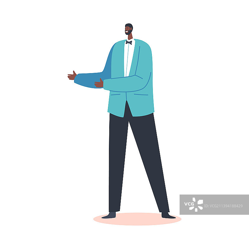 身穿蓝色外套和黑色西裤的非洲新郎图片素材
