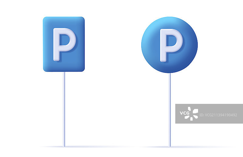 3D停车场蓝色方形圆形路标图片素材