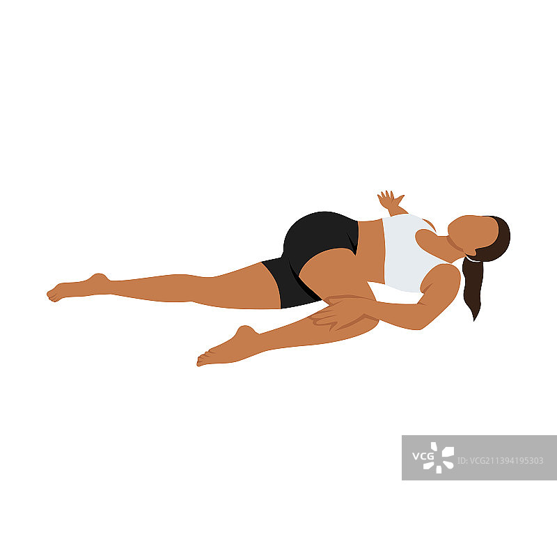 仰卧脊柱扭转式瑜伽图片素材