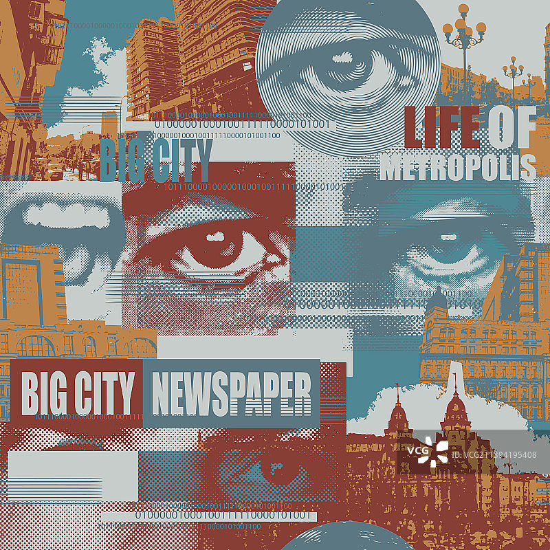 人眼和城市景观无缝图案图片素材