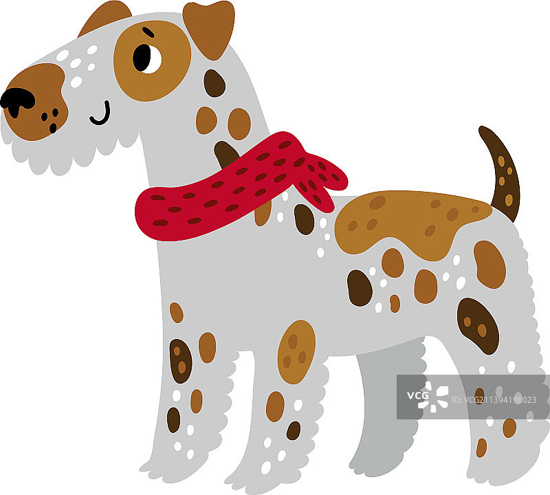 戴红色围巾的可爱微笑雪纳瑞宠物狗图片素材