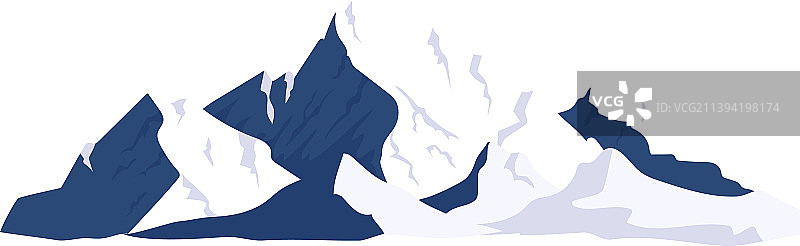 雪山半扁平风格彩色物体图片素材