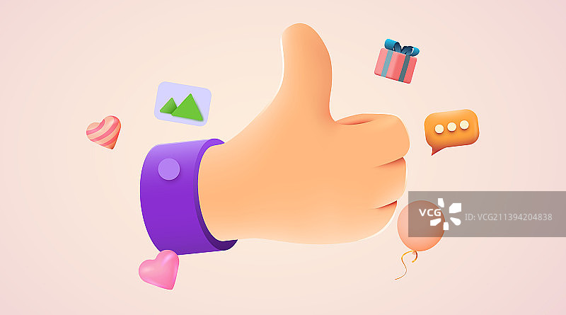 卡通人手点赞概念图图片素材