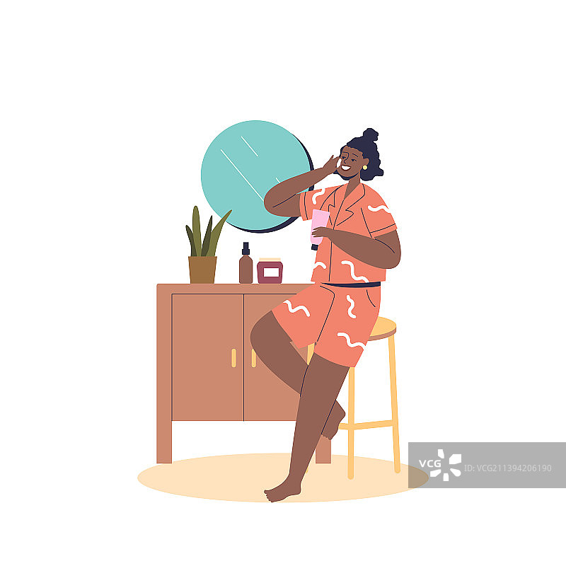 年轻女人涂抹化妆品爽肤水图片素材