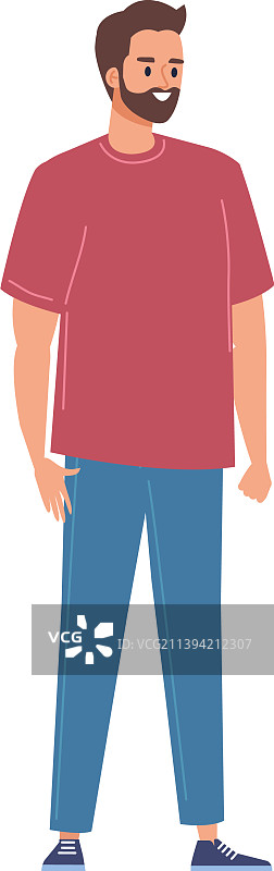 站立的年轻胡须男图片素材