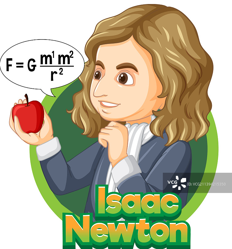 卡通风格的艾萨克·牛顿画像图片素材