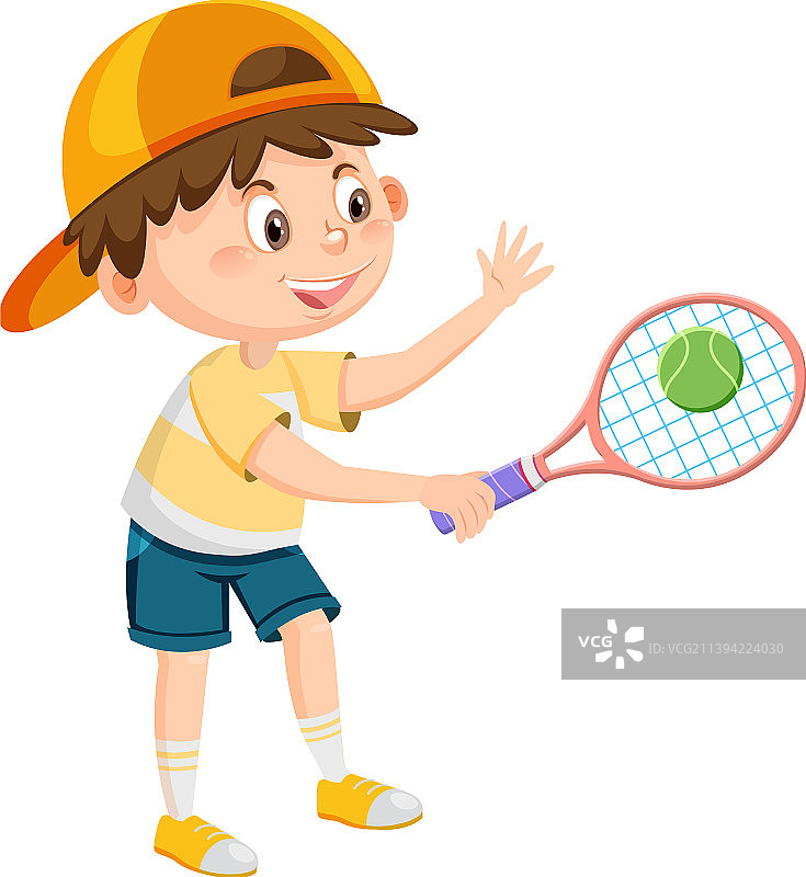 打网球的可爱卡通男孩图片素材