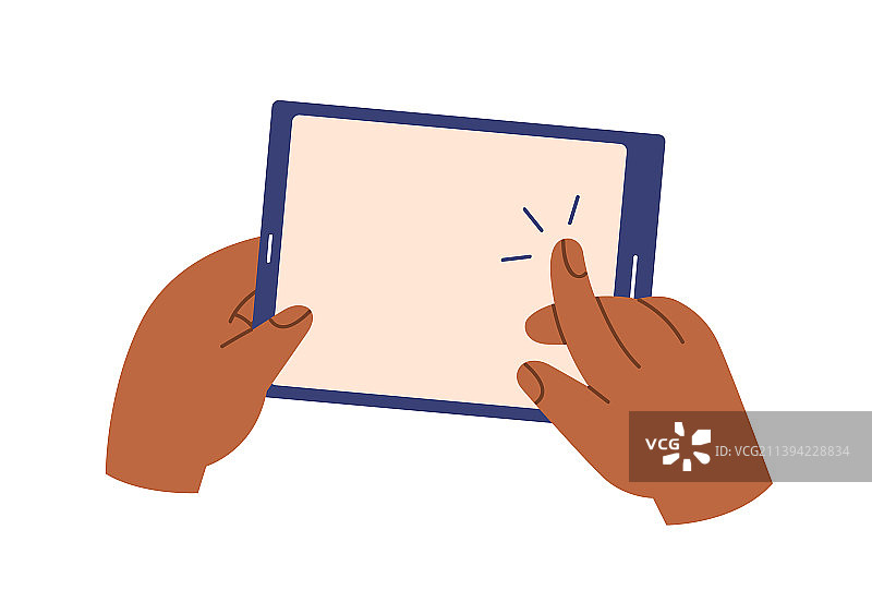 手持平板电脑点击空白屏幕图片素材