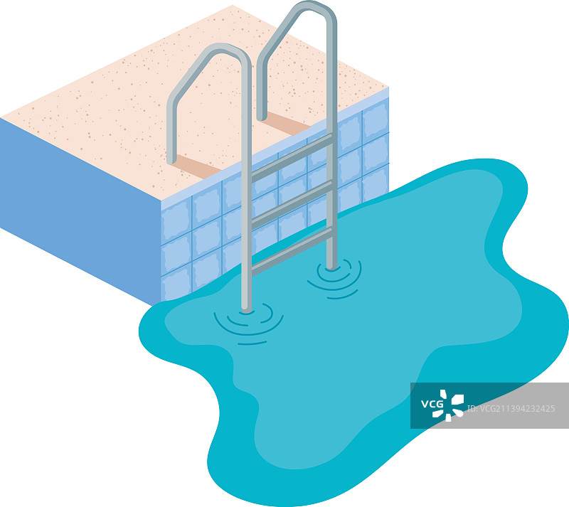 带楼梯的游泳池图片素材